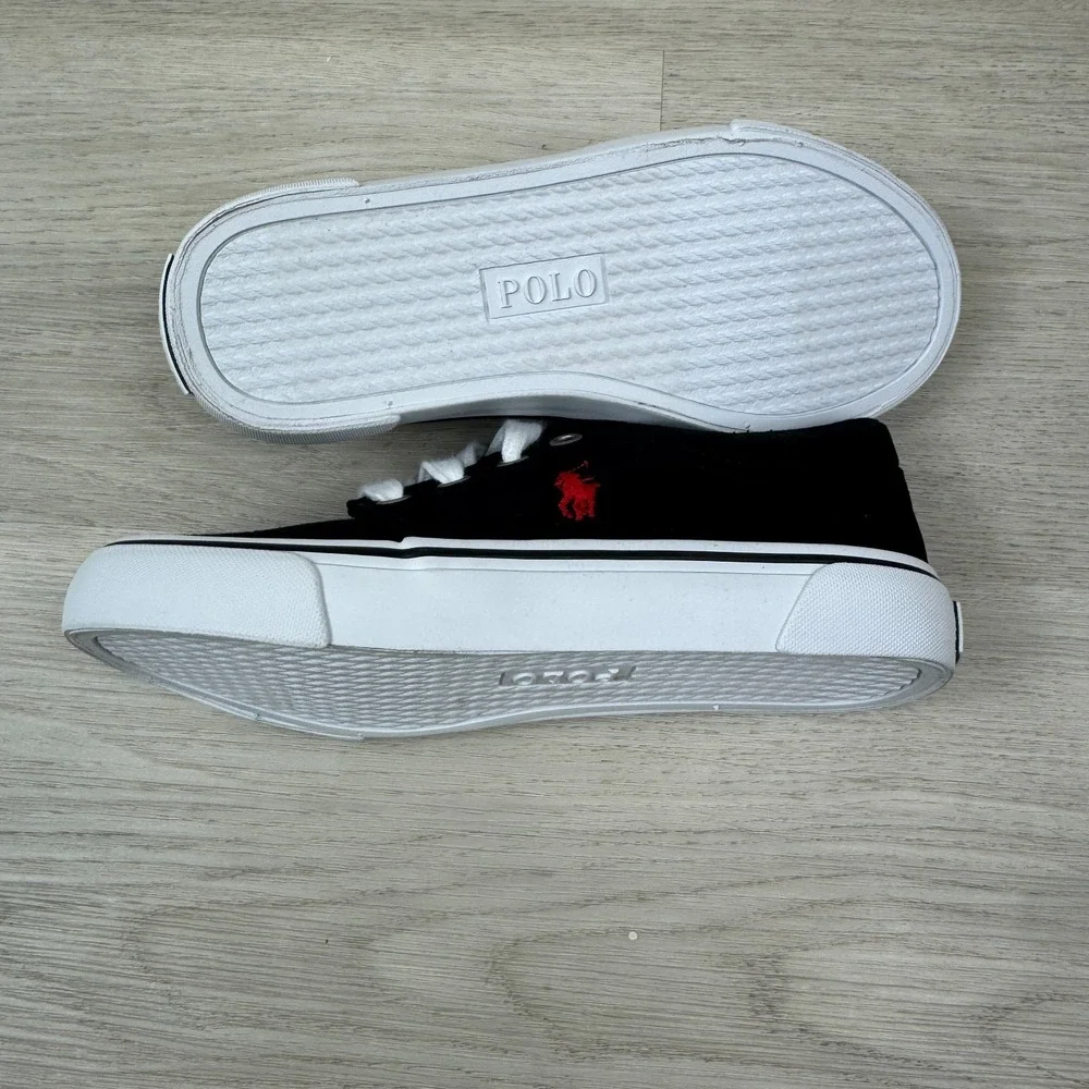 Polo Ralph Lauren Faxson Sneaker Boys 13 Black Red Canvas Pony